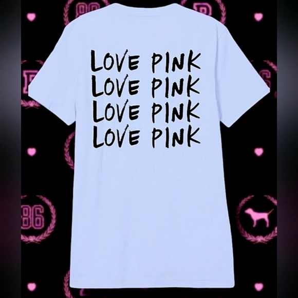 Victoria's Secret PINK Arctic Ice Varsity Crew Short Sleeve Tee Size XL - Picture 2 of 6